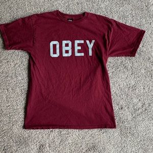 OBEY Men's Maroon Logo T-Shirt